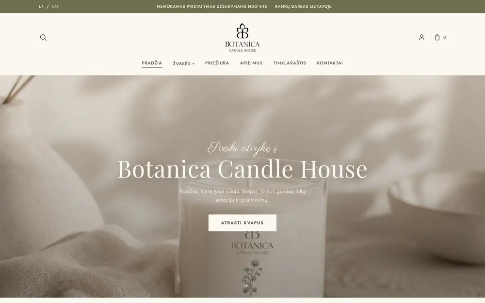 Botanica Candle House-demobutikken
