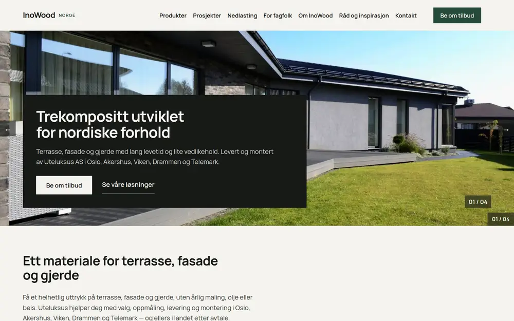 InoWood Norge-nettsiden