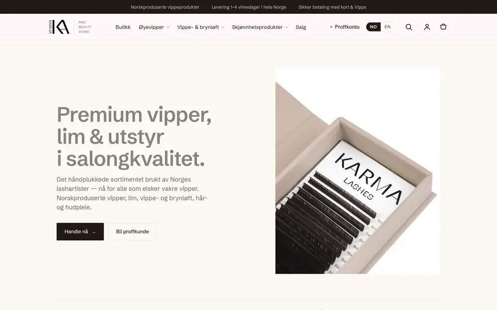 Karma Pro Beauty Store-nettbutikken
