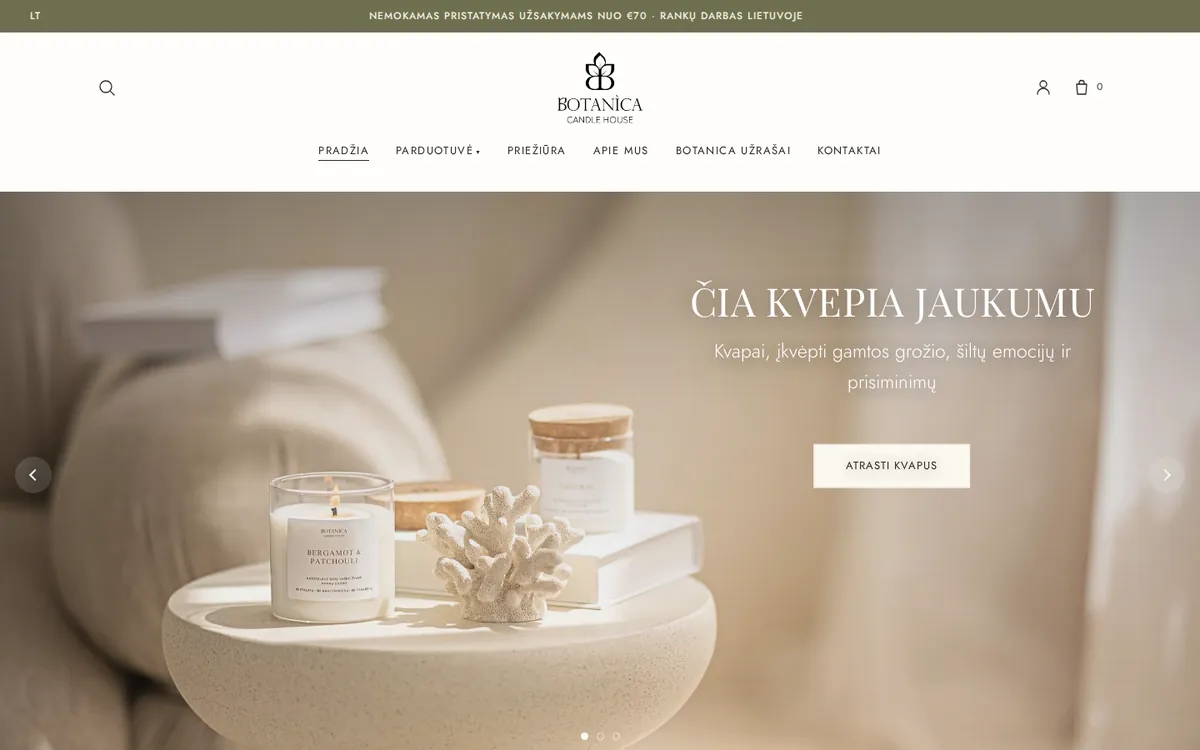 The Botanica Candle House webshop