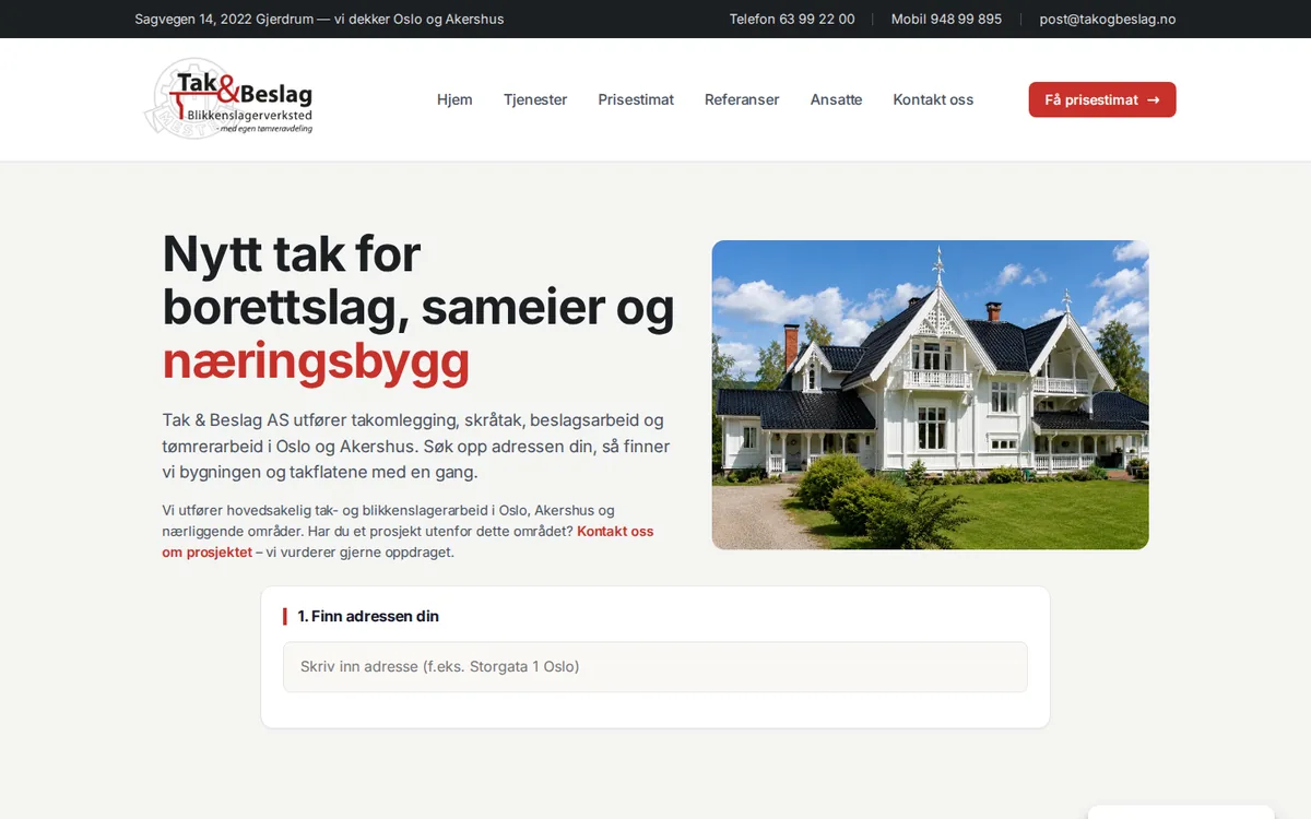 The roof calculator Ovanap built for Tak & Beslag